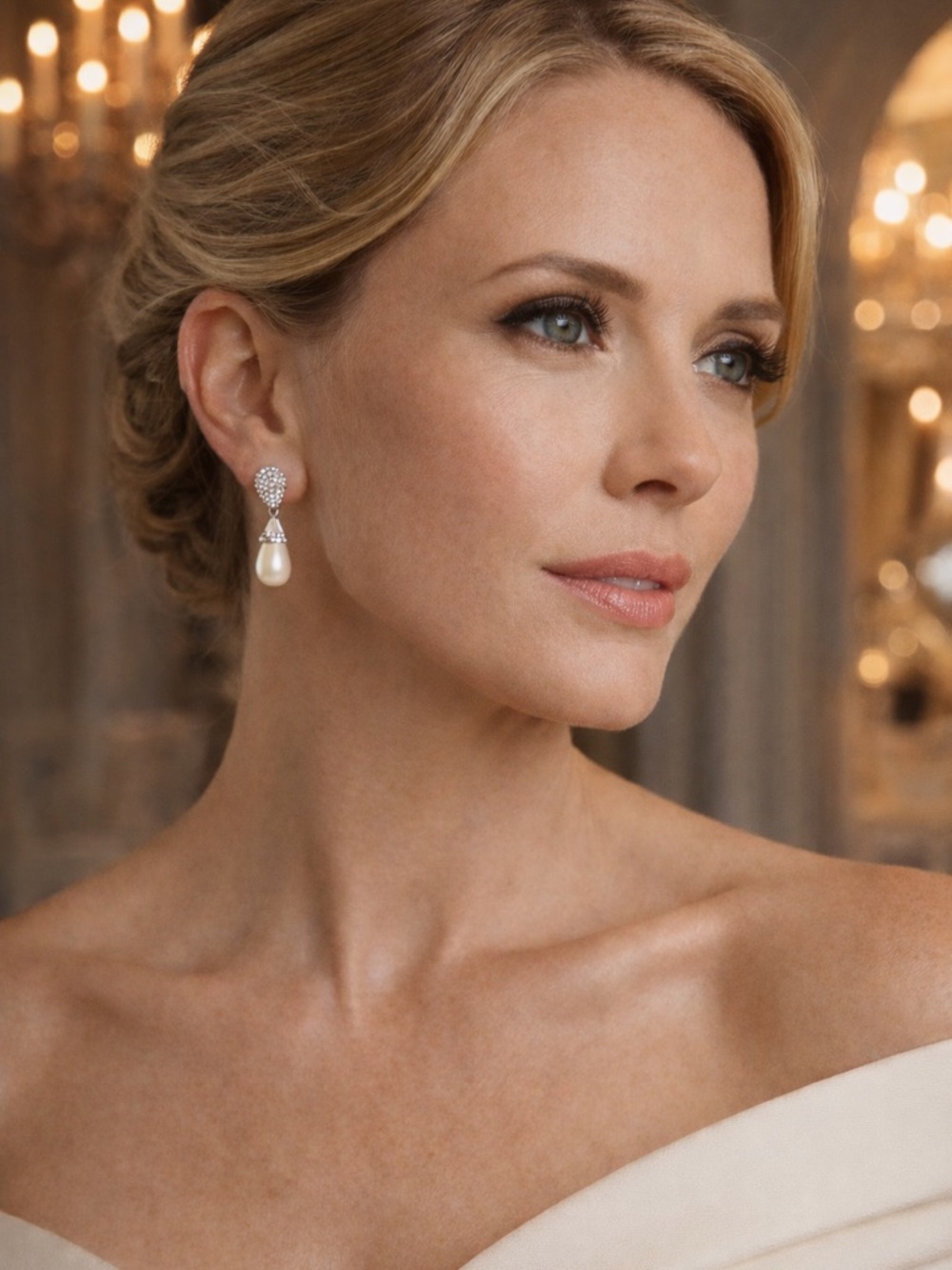 Authentic Christian Dior Silver Crystal and Cream Pearl Drop Post Earrings! COA! - Picture 8 of 8